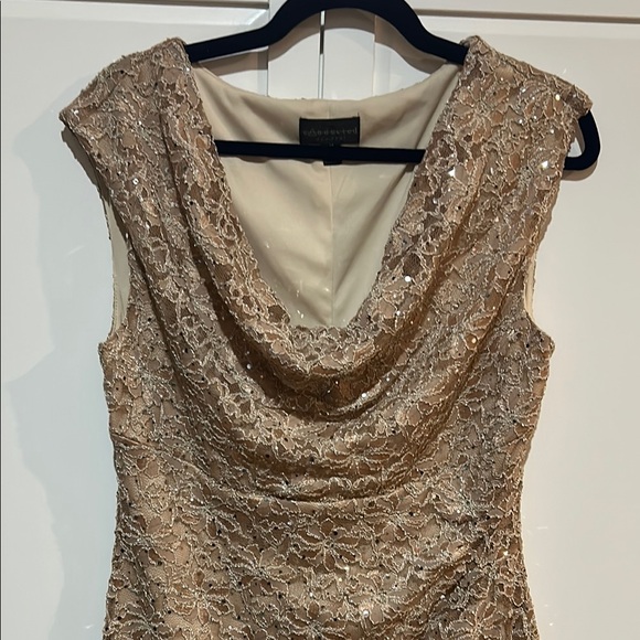 Connected apparel Beige Sequin Midi Dress - Picture 3 of 6